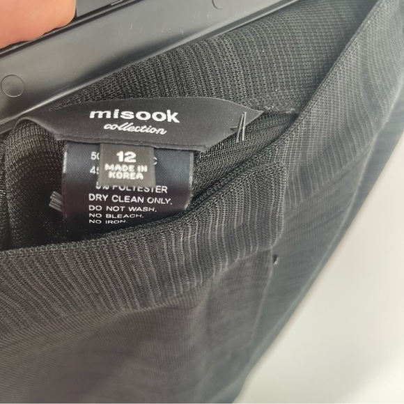 Misook Collection Women Black Dress Pants Size 12 Flare Inseam 37 Subtle Stripe - Picture 5 of 9